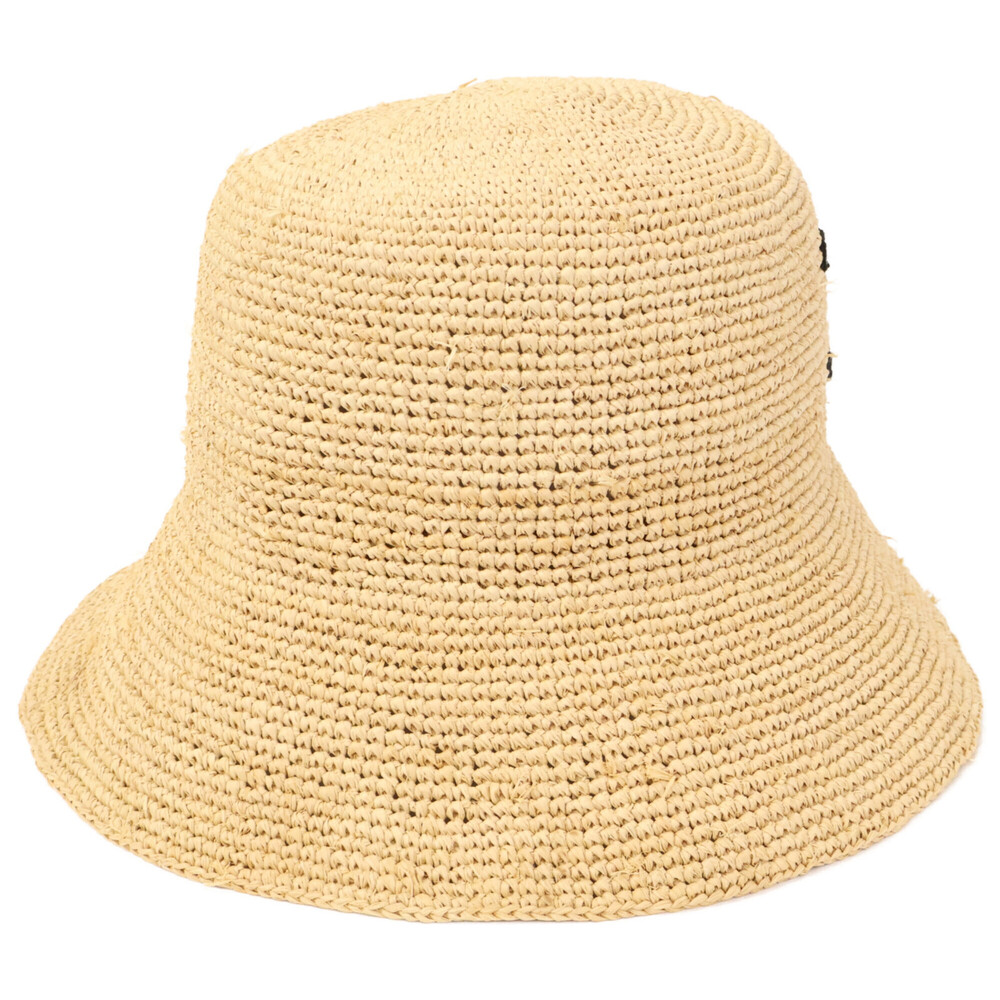 CELINE Triomphe embroidered raffia bucket hat, natural color, for women. - Picture 4 of 10